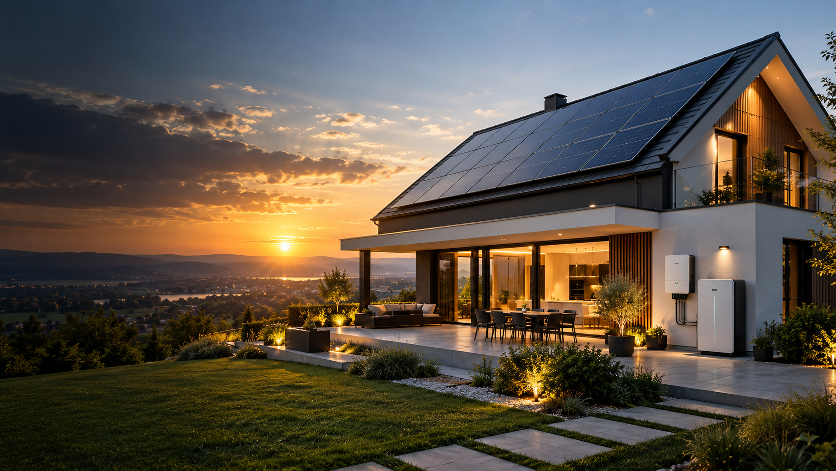 Casă modernă cu sistem fotovoltaic Global Solar